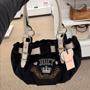 Juicy Couture Black and Cream Shoulder Bag